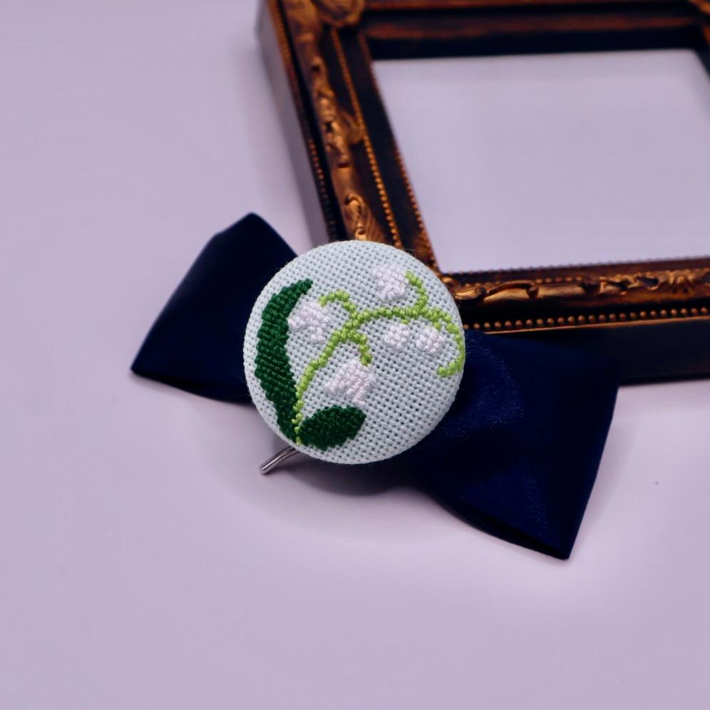 すずらんのくるみボタン　クロスステッチ刺繍 | 6枚目